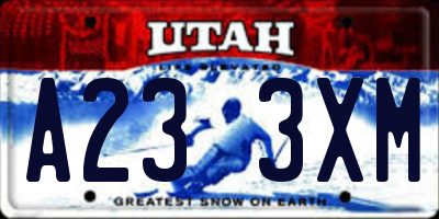 UT license plate A233XM