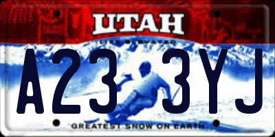 UT license plate A233YJ