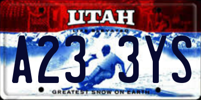 UT license plate A233YS