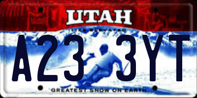 UT license plate A233YT