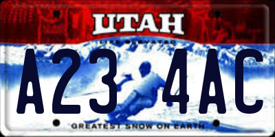 UT license plate A234AC