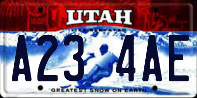 UT license plate A234AE