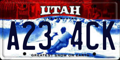 UT license plate A234CK