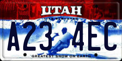 UT license plate A234EC
