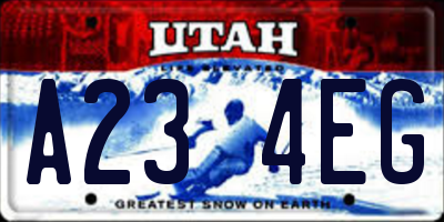 UT license plate A234EG