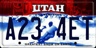 UT license plate A234ET