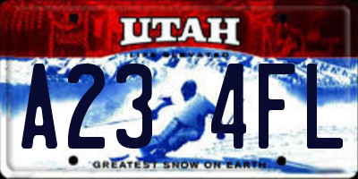 UT license plate A234FL