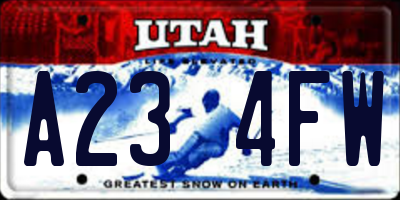 UT license plate A234FW