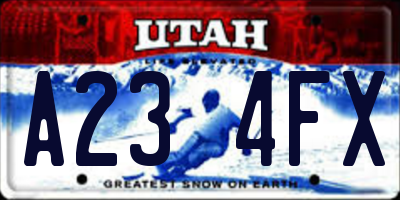 UT license plate A234FX