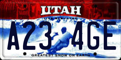 UT license plate A234GE