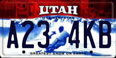 UT license plate A234KB