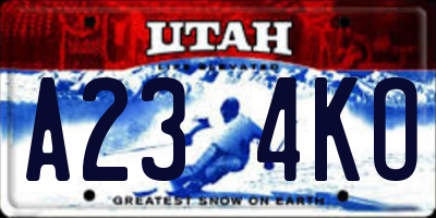 UT license plate A234KO
