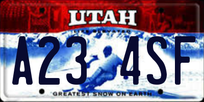 UT license plate A234SF