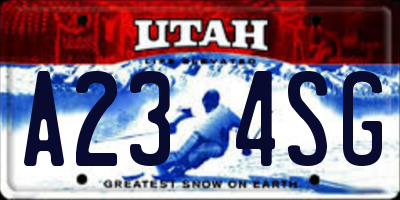 UT license plate A234SG