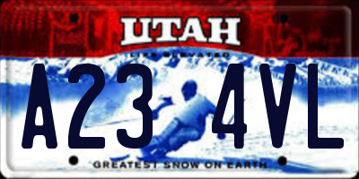 UT license plate A234VL