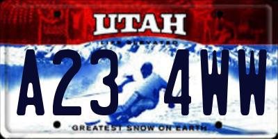 UT license plate A234WW