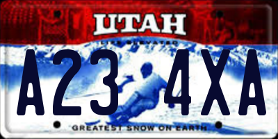 UT license plate A234XA