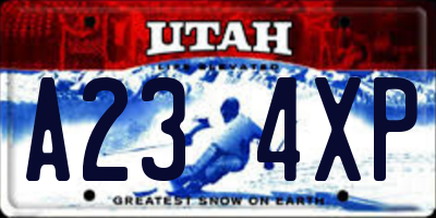 UT license plate A234XP