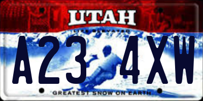 UT license plate A234XW