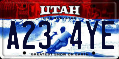 UT license plate A234YE