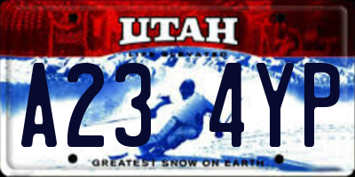 UT license plate A234YP