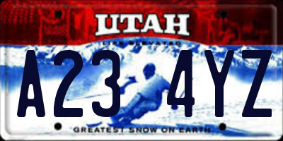 UT license plate A234YZ