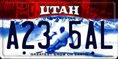 UT license plate A235AL