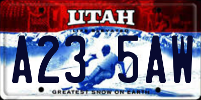 UT license plate A235AW