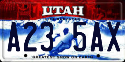 UT license plate A235AX