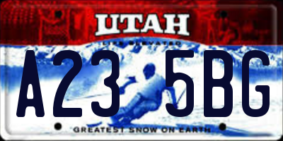 UT license plate A235BG