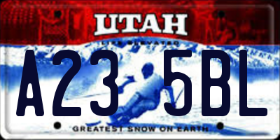 UT license plate A235BL