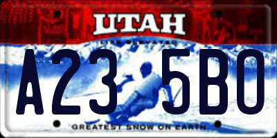 UT license plate A235BO