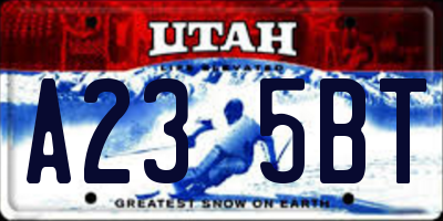 UT license plate A235BT