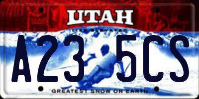 UT license plate A235CS