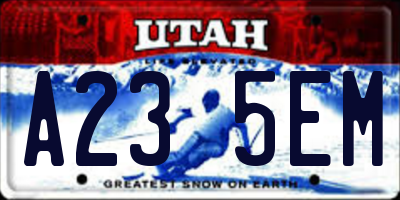 UT license plate A235EM