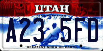 UT license plate A235FD