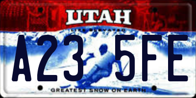 UT license plate A235FE