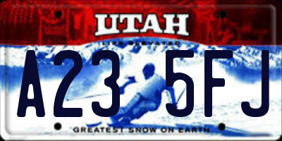 UT license plate A235FJ