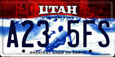 UT license plate A235FS