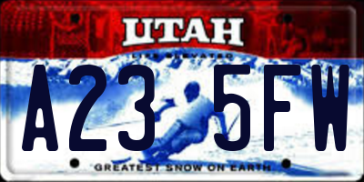 UT license plate A235FW