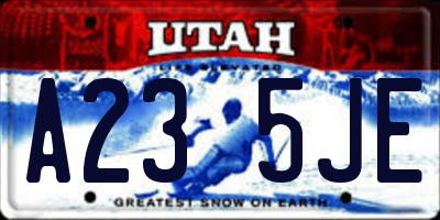 UT license plate A235JE