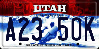 UT license plate A235OK