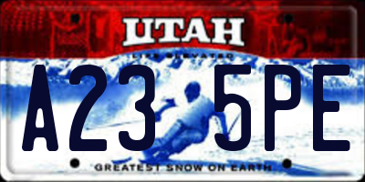 UT license plate A235PE