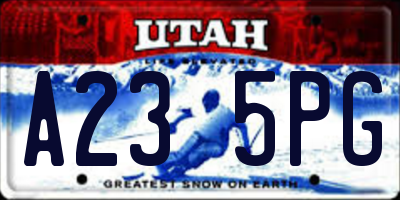 UT license plate A235PG