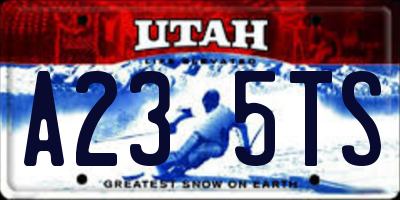 UT license plate A235TS
