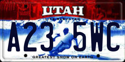 UT license plate A235WC