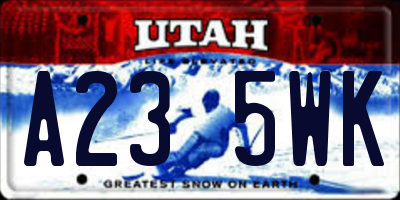 UT license plate A235WK