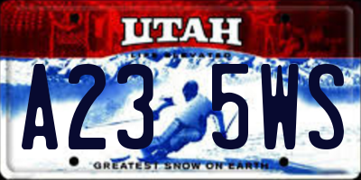 UT license plate A235WS