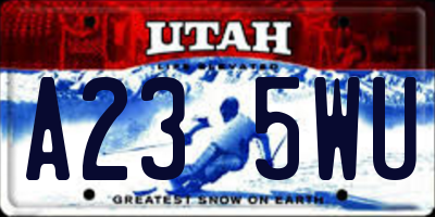 UT license plate A235WU