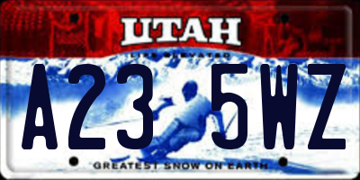 UT license plate A235WZ